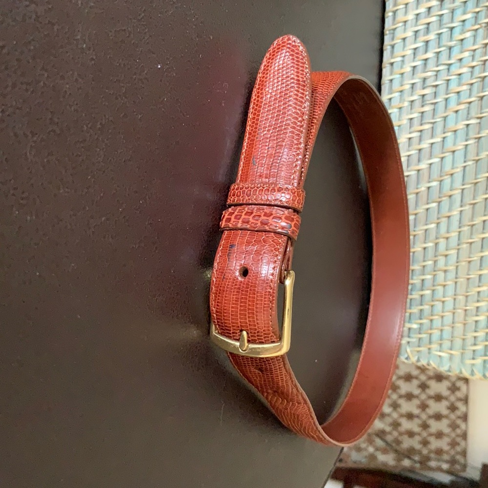 Coach Genuine Brazilian Lizard/Brass Belt Gem